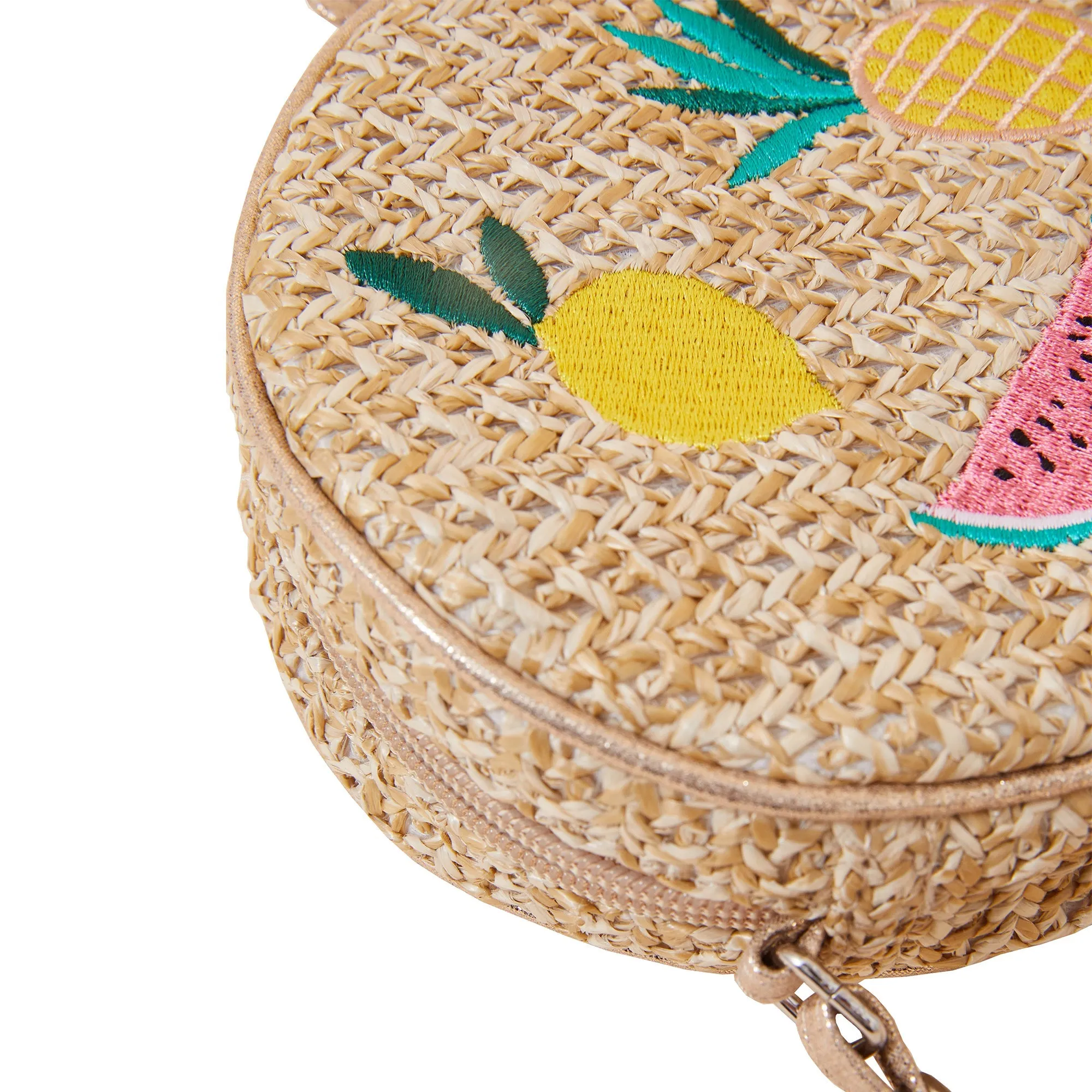 Accessorize London Girl's Fruit Embroidered Straw Bag