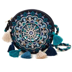 Accessorize London Navy Blue Round Tassel Sling Bag