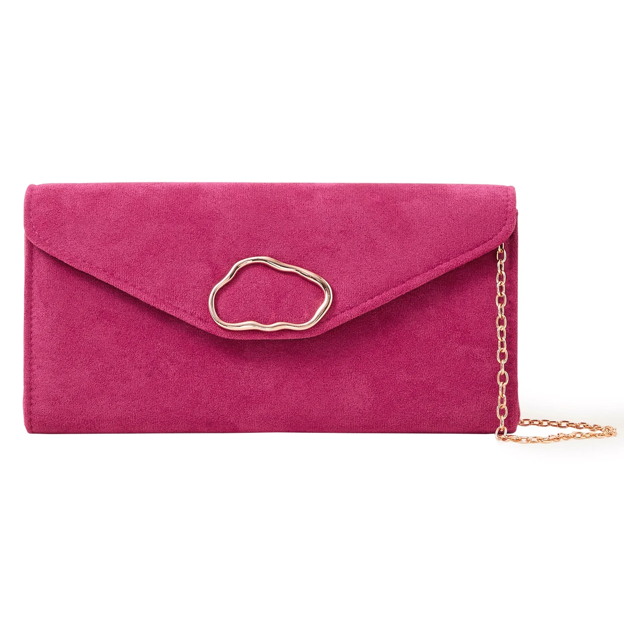 Accessorize London Women's Pink Suedette Box Clutch Bag