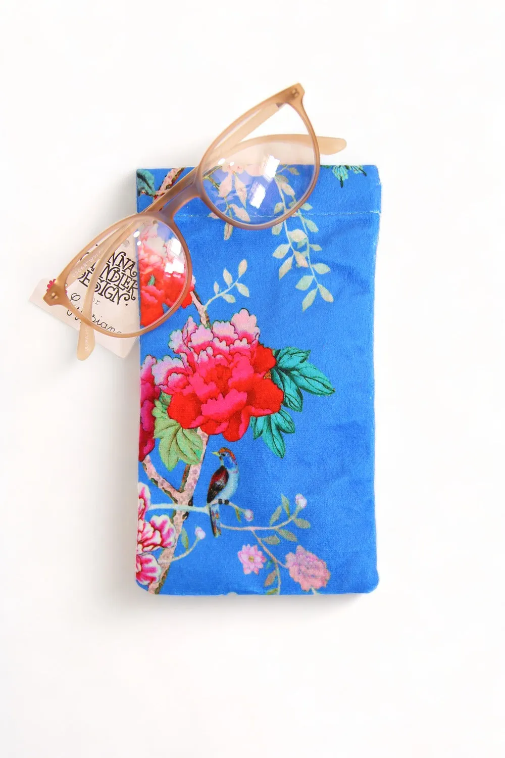 ANNA CHANDLER VELVET GLASSES CASE CORNFLOWER BLUE