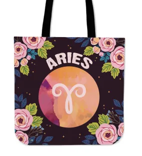 Aries Vibes Linen Tote Bag