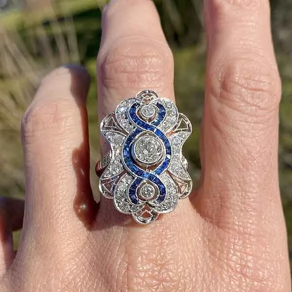 Art Deco Diamond & Sapphire Ring