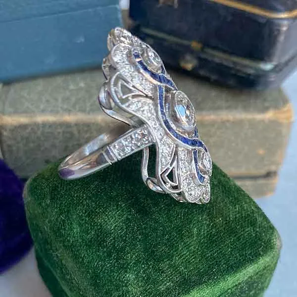 Art Deco Diamond & Sapphire Ring