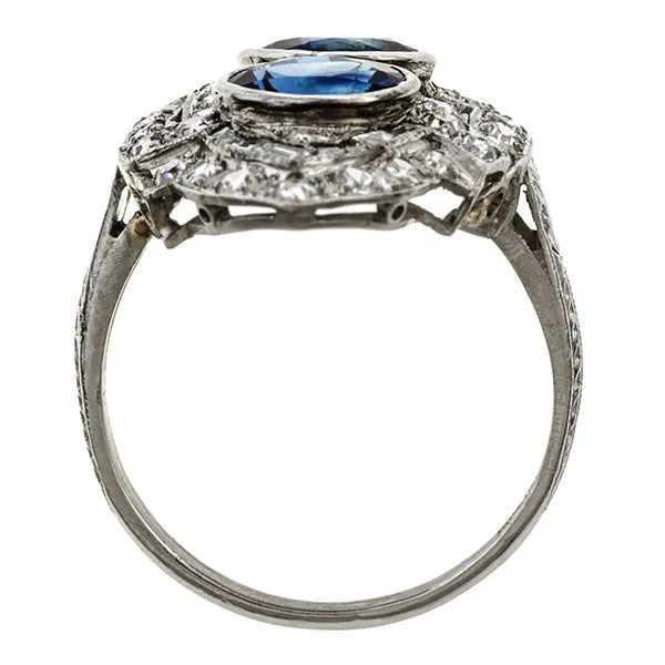 Art Deco Sapphire & Diamond Dinner Ring