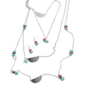 Back to the Stone Age Blue/Red Necklace