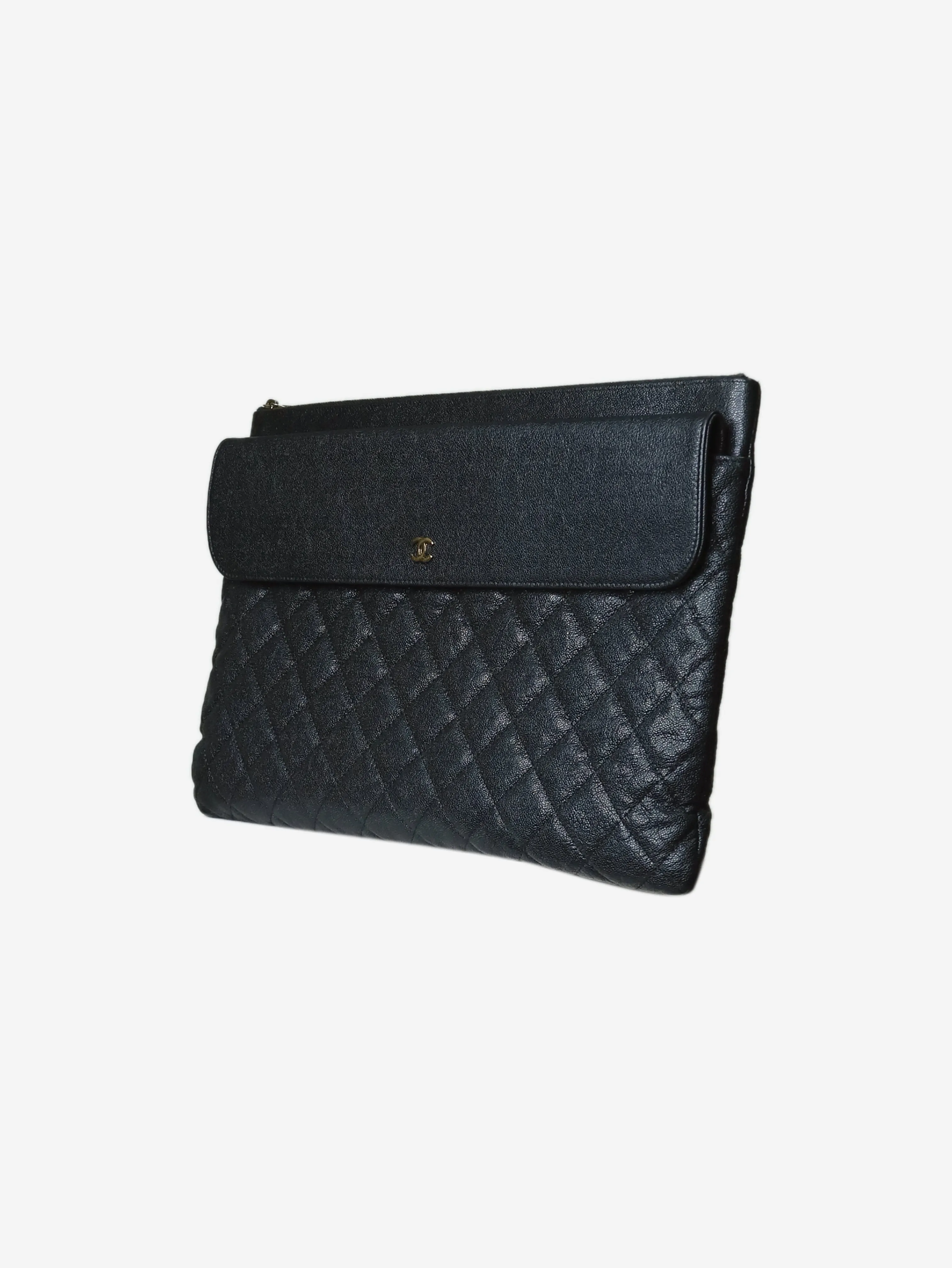 Black 2019 quilted caviar leather clutch bag