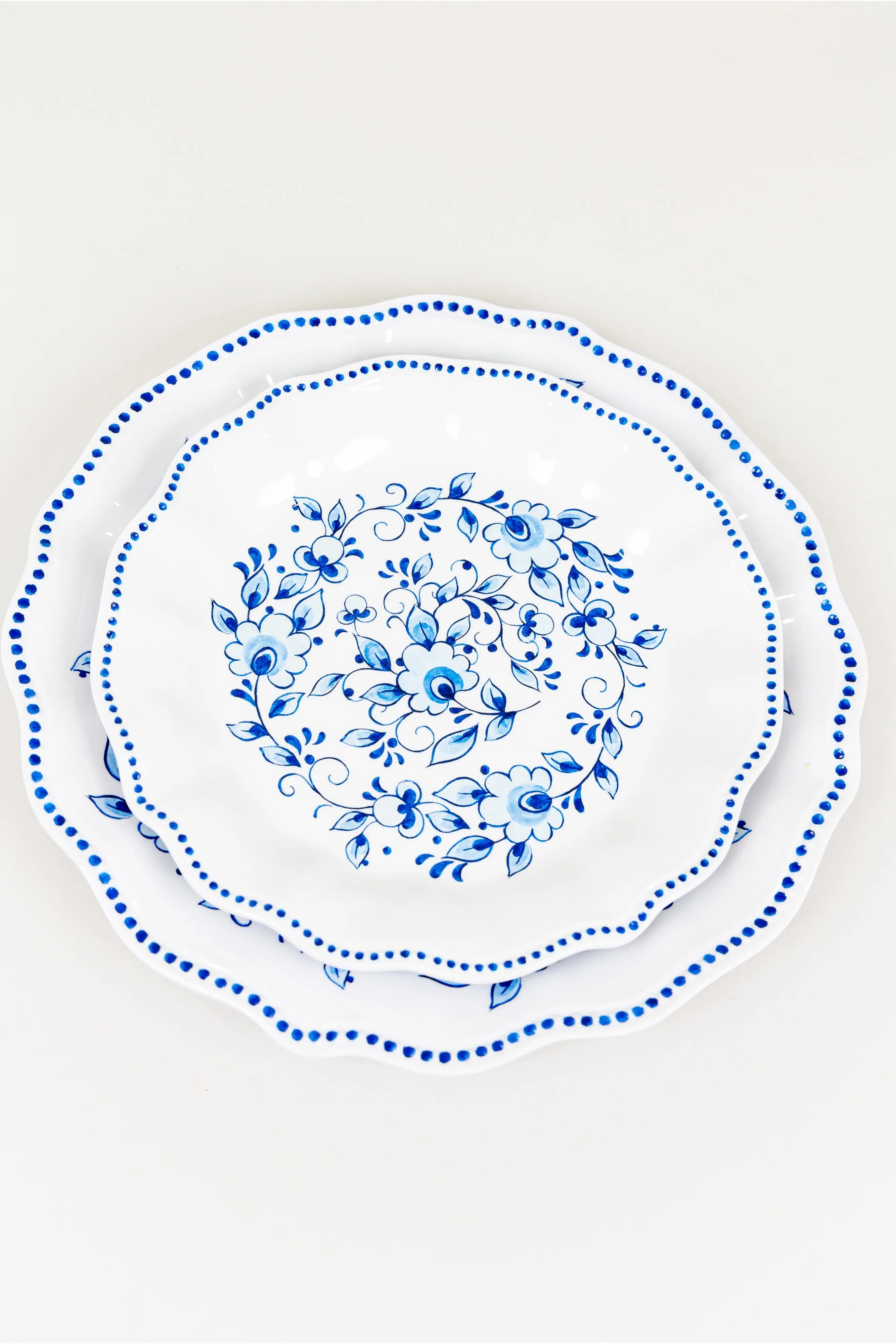 Blue Floral Melamine Plate