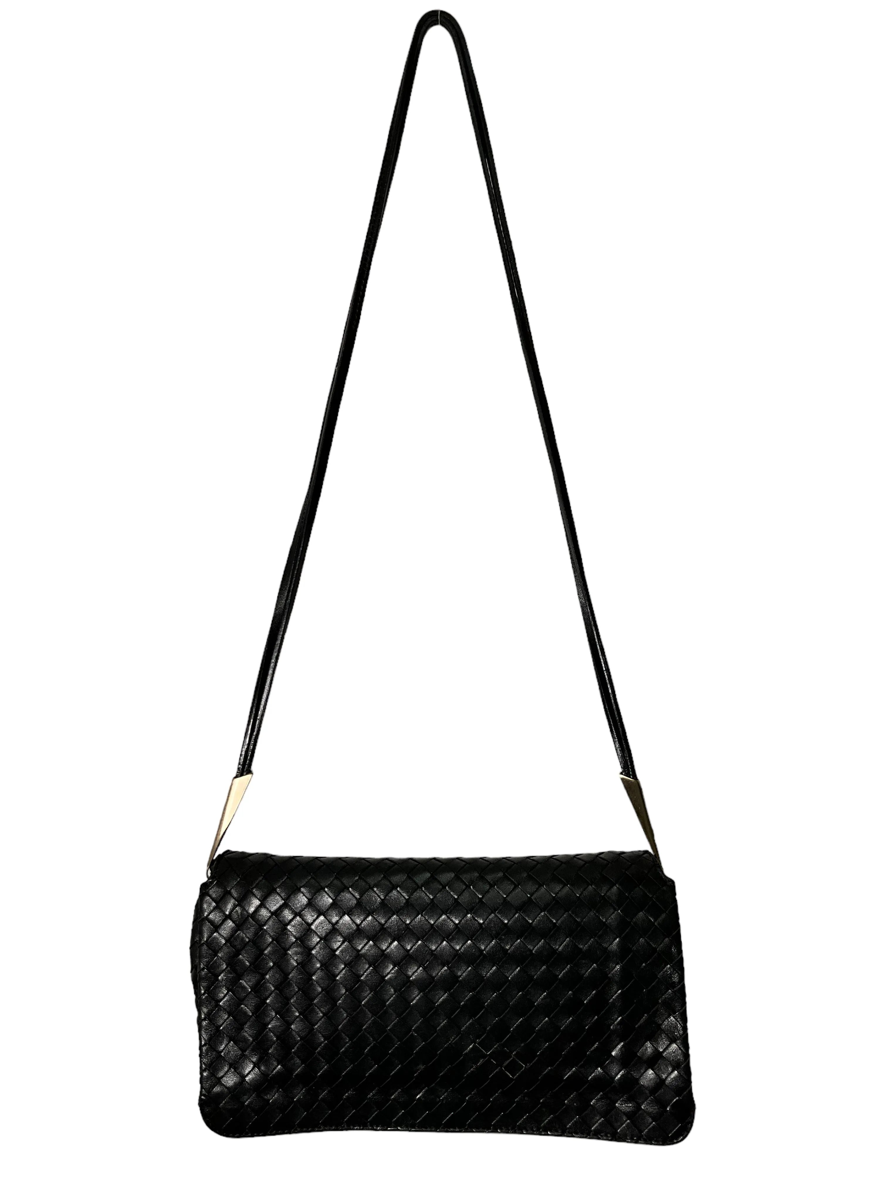 Bottega Veneta Black Intrecciato Crossbody Bag