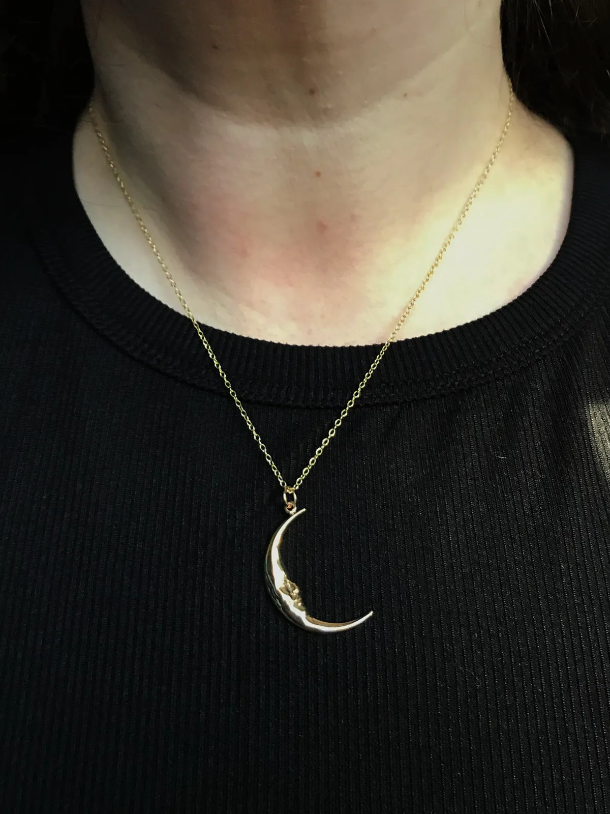 Bronze Crescent Moon Necklace