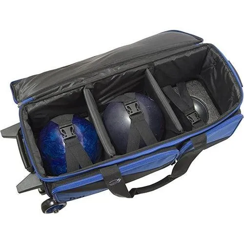 BSI 3 Ball Triple Roller Bowling Bag Black Blue