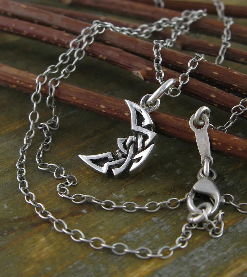 Celtic Crescent Moon Oxidized Charm, 100% Handmade