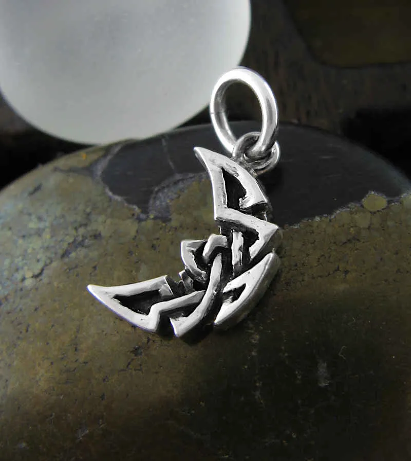 Celtic Crescent Moon Oxidized Charm, 100% Handmade