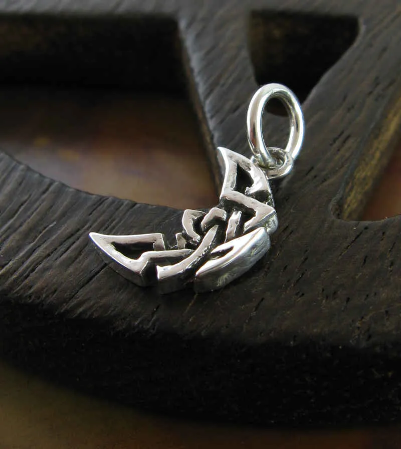 Celtic Crescent Moon Oxidized Charm, 100% Handmade