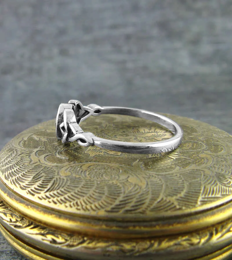 Crescent Moon Bounded By Celtic Knots Ring