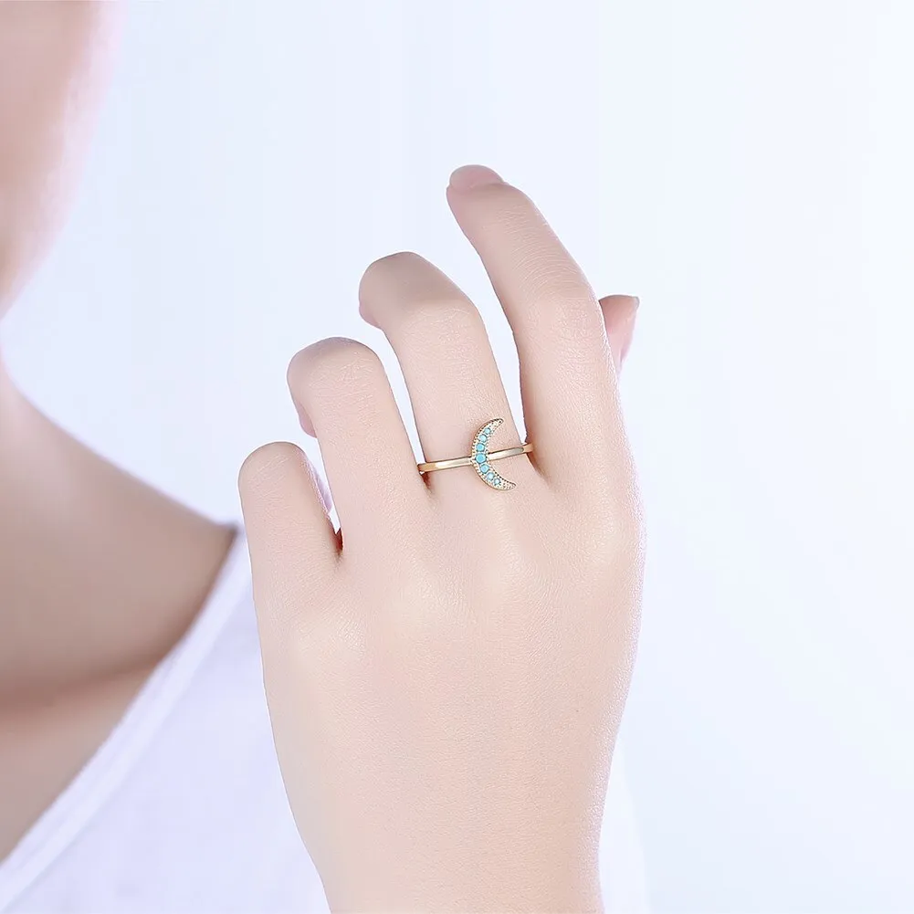 Crescent Moon Natural Stone Ring - 2 Colors