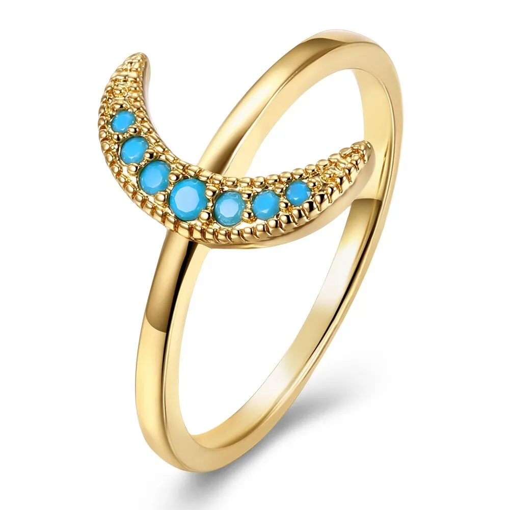 Crescent Moon Natural Stone Ring - 2 Colors