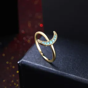 Crescent Moon Natural Stone Ring - 2 Colors