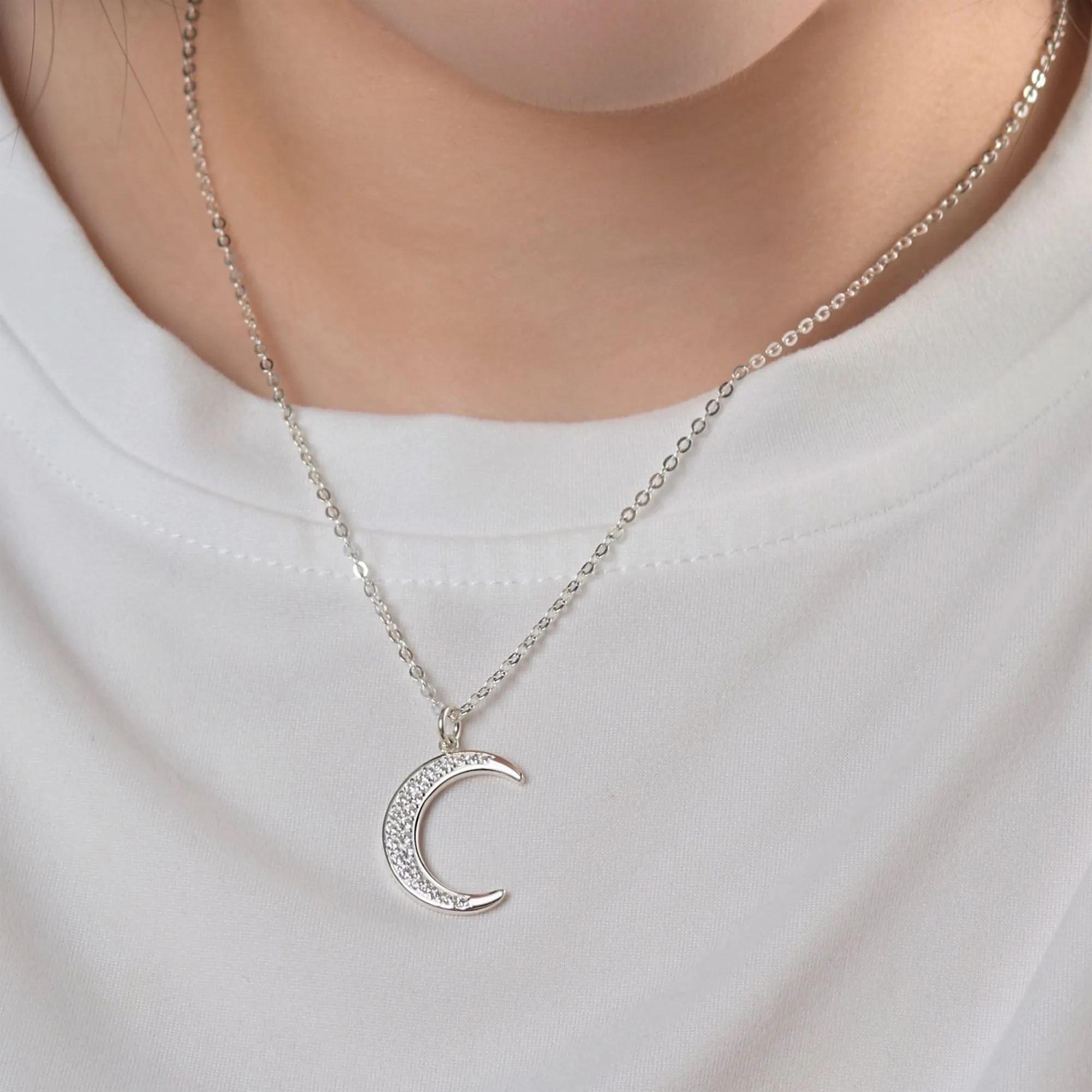 Crescent Moon Pendant Silver