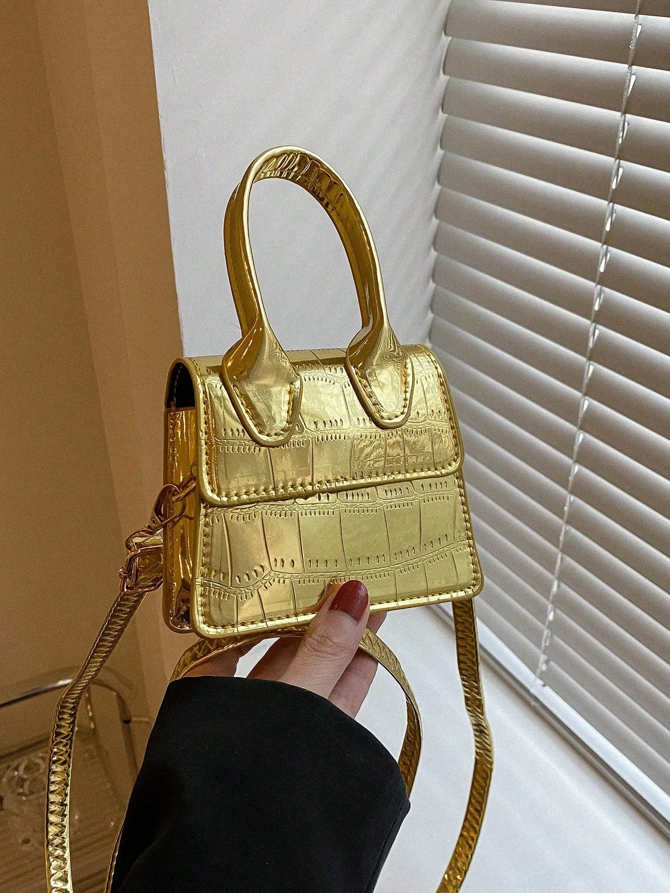 Crocodile Embossed Mini Bag