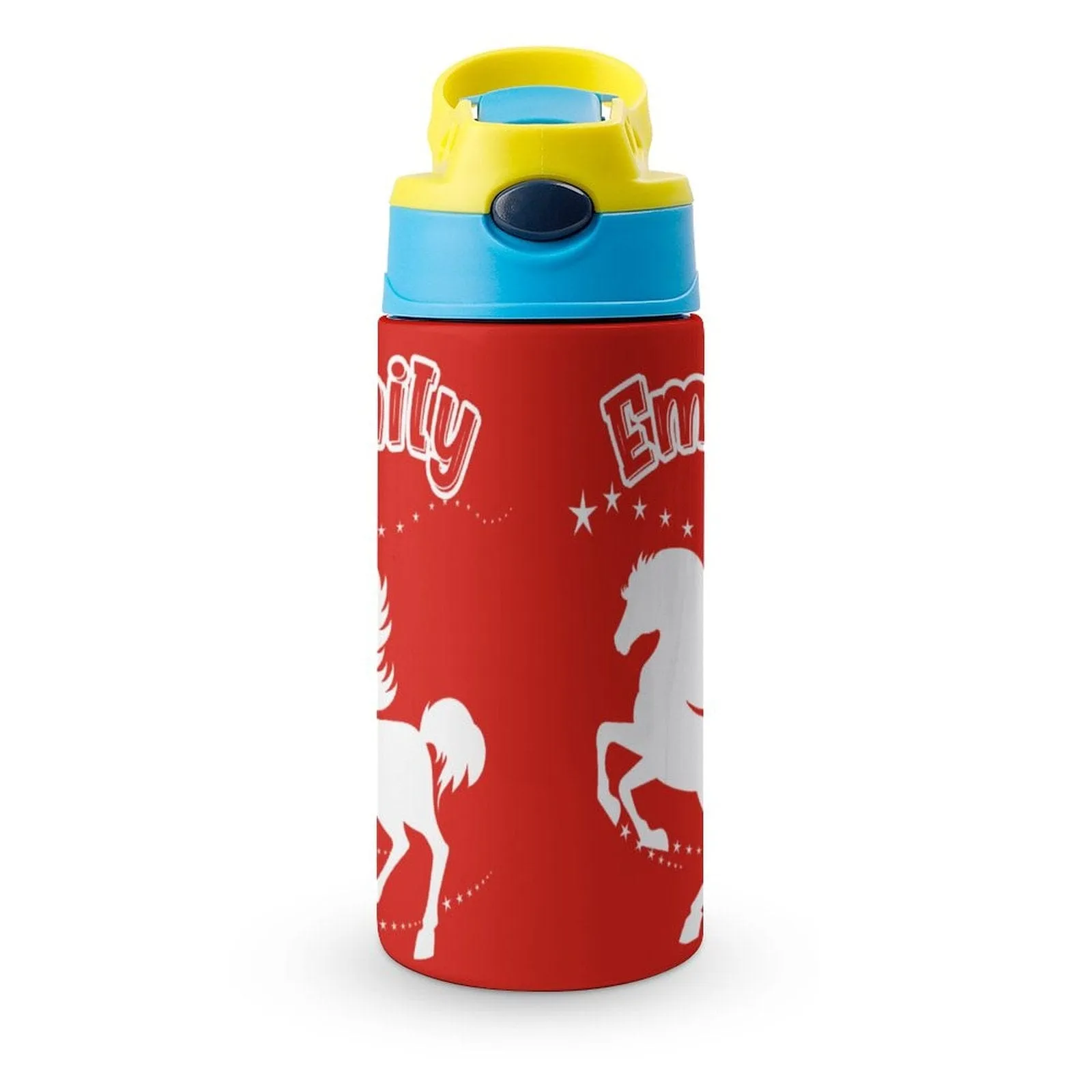 Custom Name Personalised Red Horse Stainless Steel Kids Drink Bottles 500ml Water Bottle