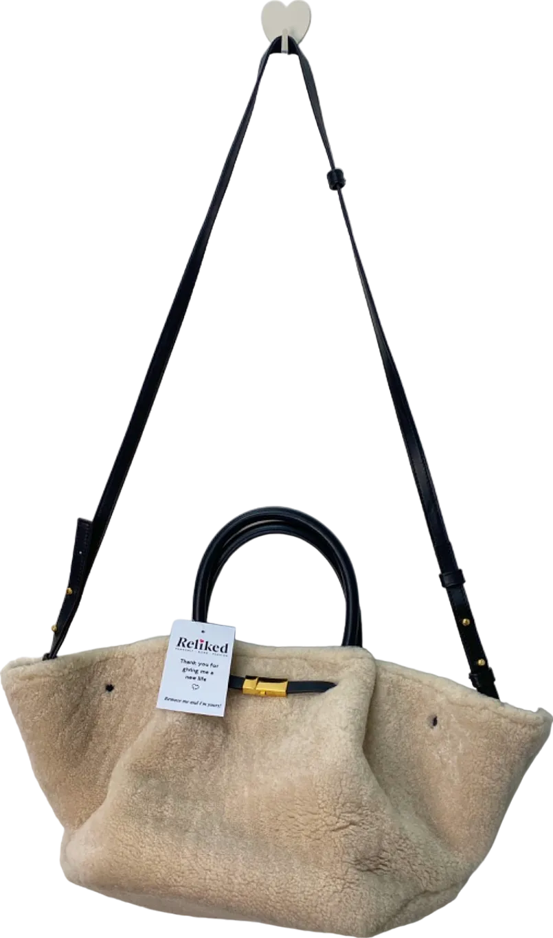 DeMellier Beige Shearling Tote Bag