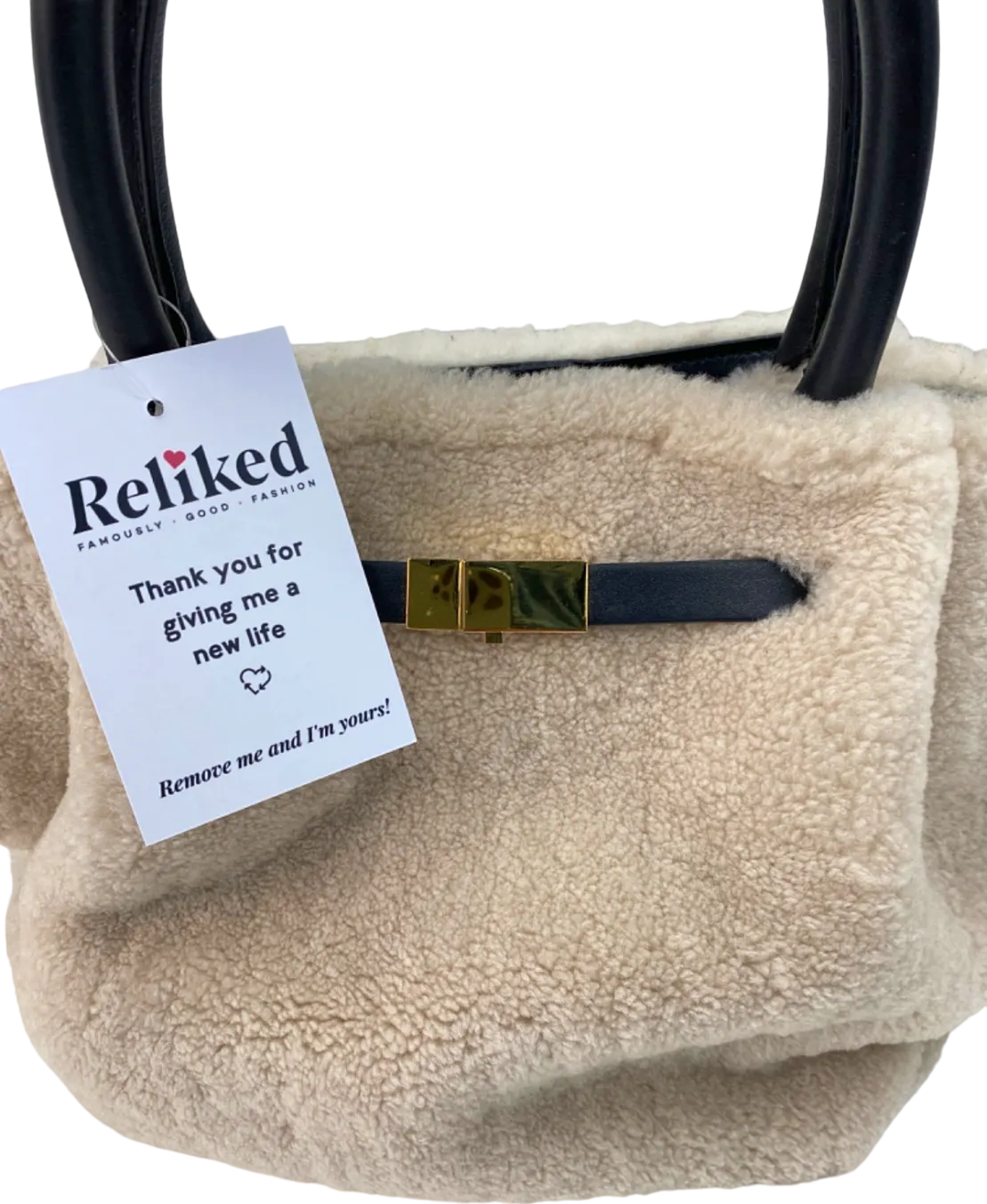 DeMellier Beige Shearling Tote Bag