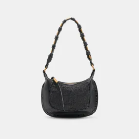 ELEANOR SHOULDER BAG BLACK RAFFIA