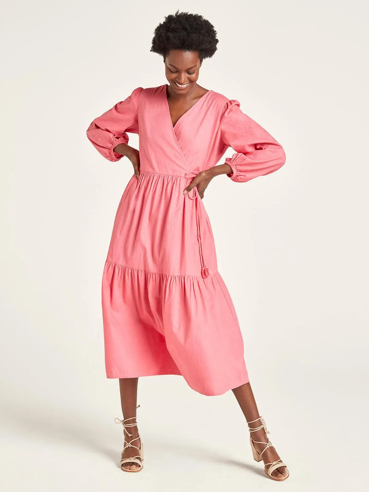 Ervina Hemp & Organic Cotton Midi Dress - Rose Pink