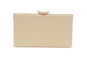 FABUCCI gold rectangle box clutch "v" clasp