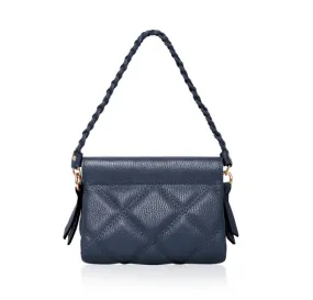 Fabucci Navy Leather Quilted Shoulder Ba