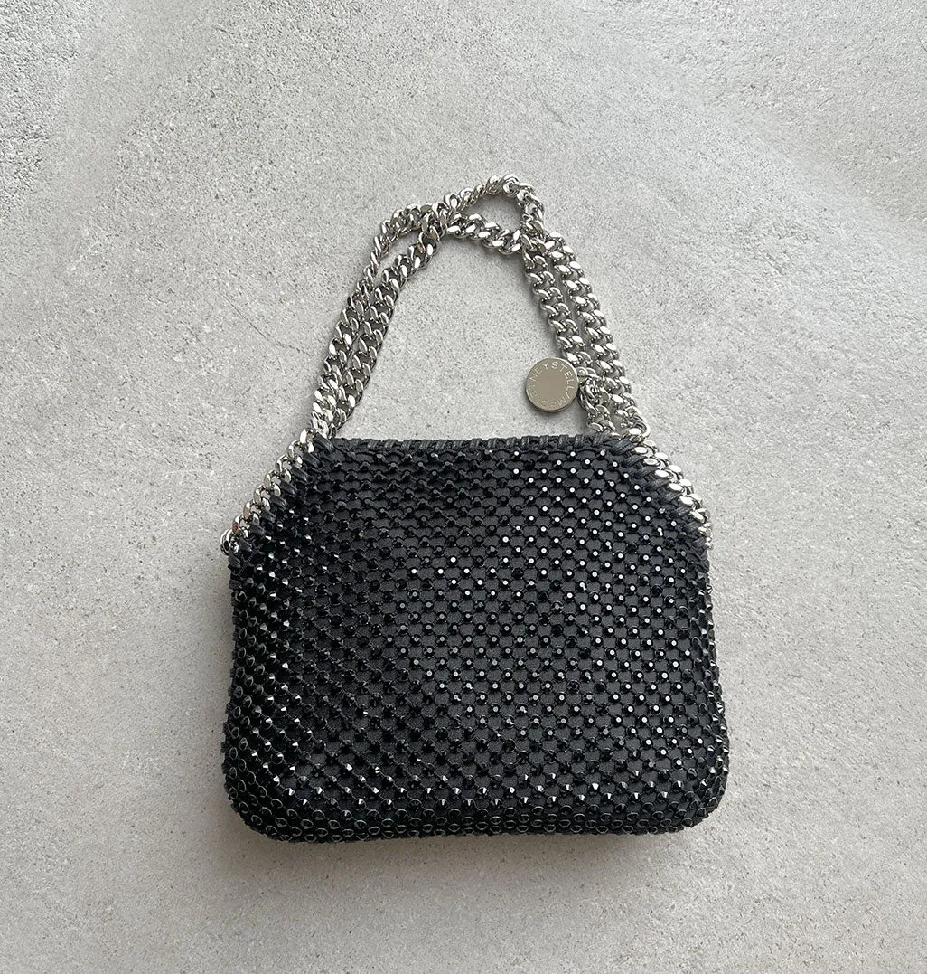 Mini Falabella Black Crystal Mesh Evening Bag