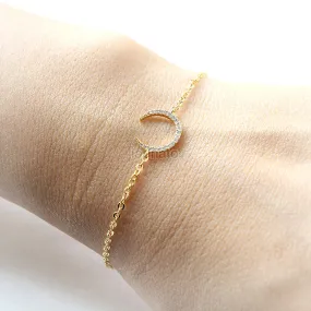 Gold CZ Crescent moon Bracelet