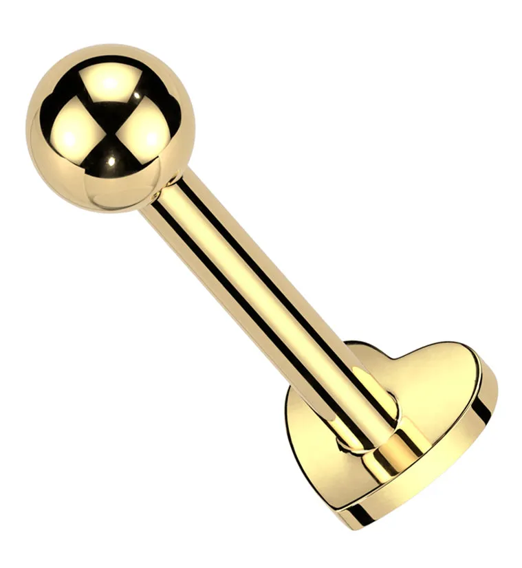 Gold PVD Ball Heart End Internally Threaded Titanium Labret