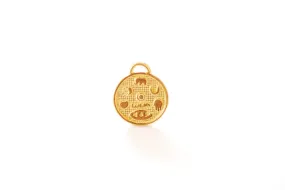 Good Luck Charm Vermeil Gold or Sterling Silver Round Hamsa Hand Evil Eye Elephant Horseshoe Heart Crescent Moon Protection Charm Coin[J326]