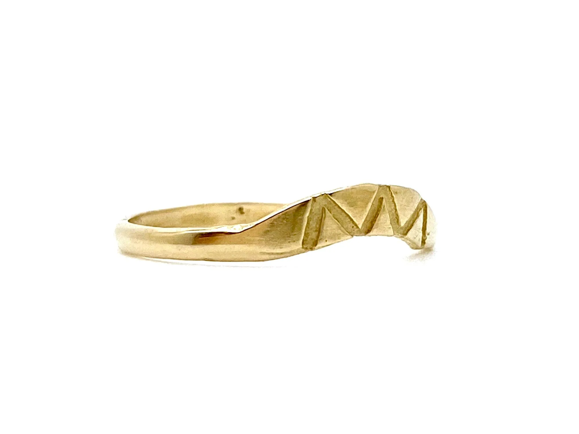 H A N D M A D E / curved band / 14k yellow gold arc stacking ring