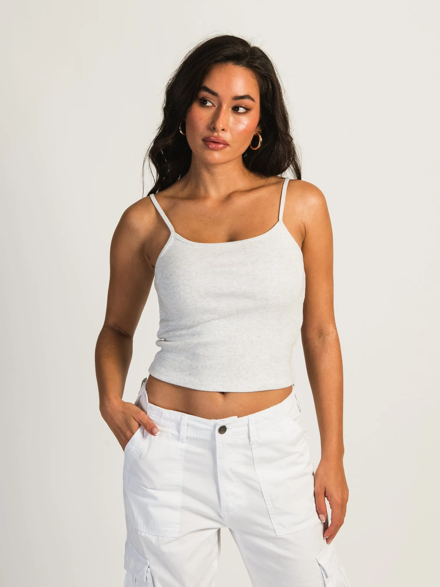 HARLOW SABRINA MELANGE TANK - HEATHER CLOUD WHITE