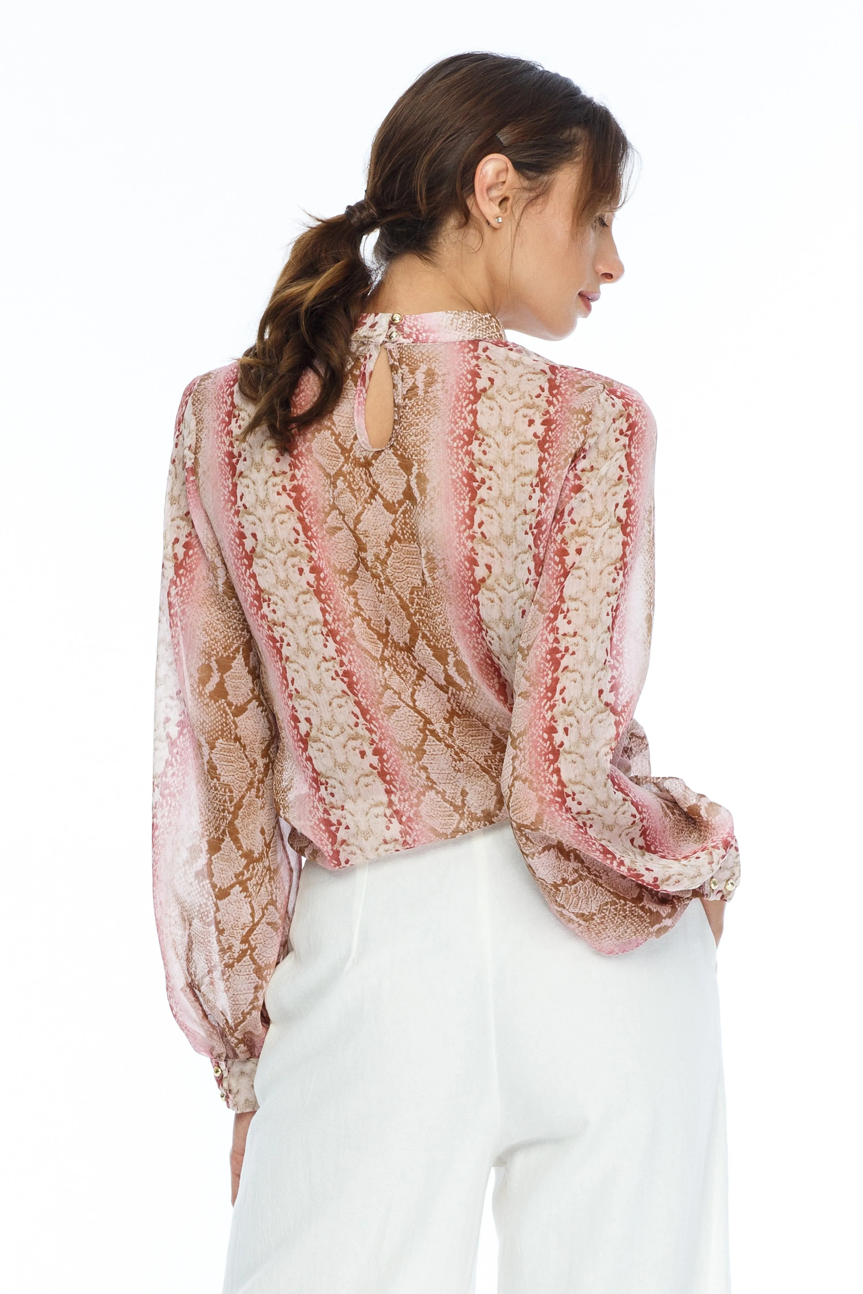 Harper Pink Snake High Neck Top