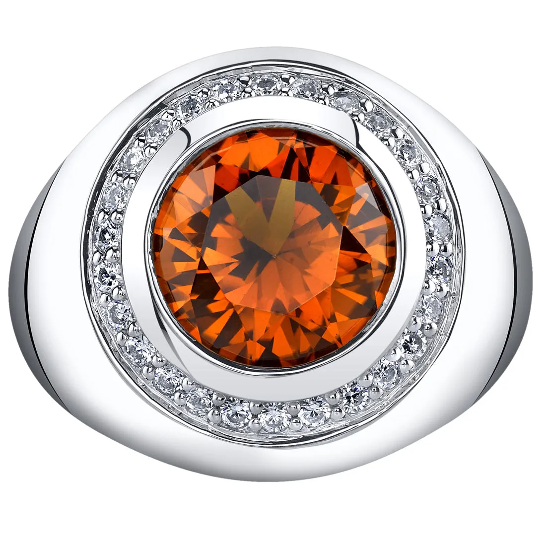 Mens 6 Carats Cognac Sapphire Ring Sterling Silver Size 13