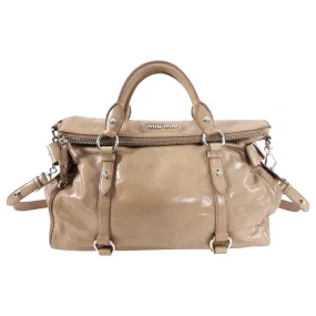 Miu Miu Beige Vitello Lux Bow Two Way Tote Bag