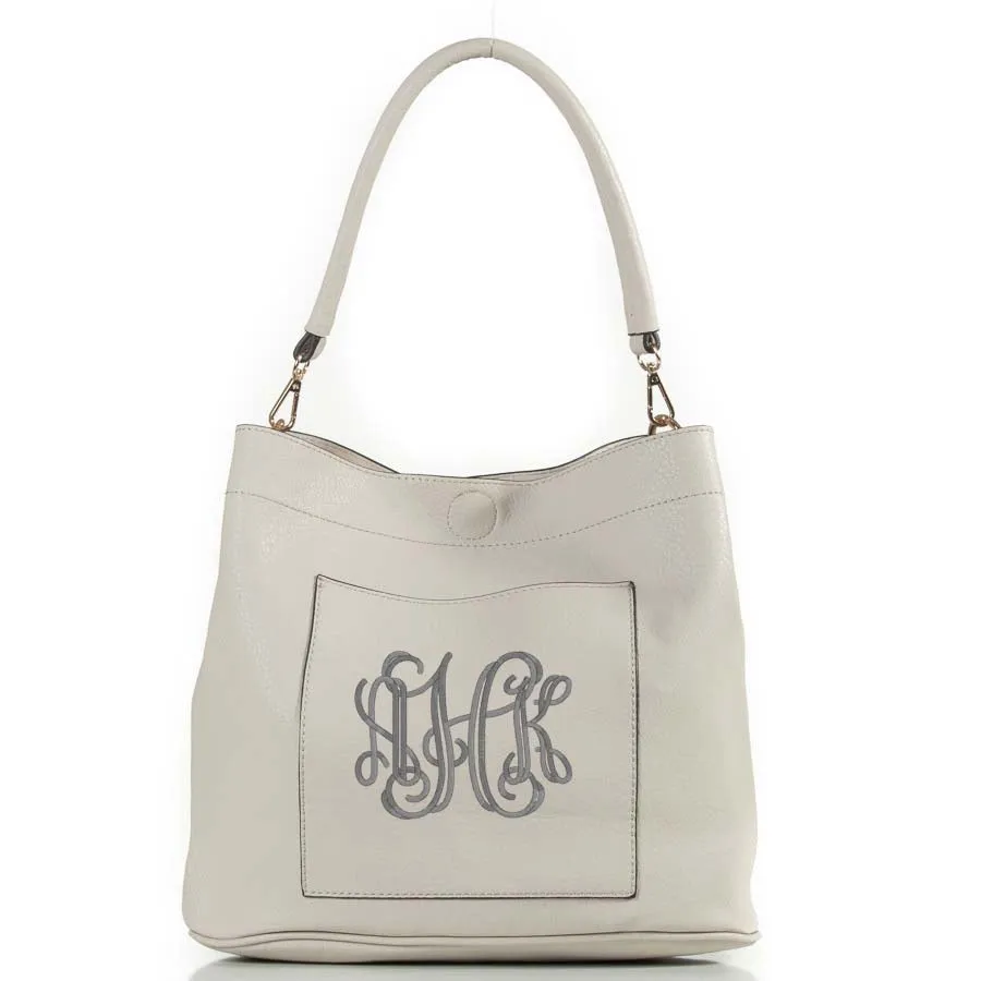 Monogrammed blush pink bucket bag 2in1 gold tone hardware, personalized purse