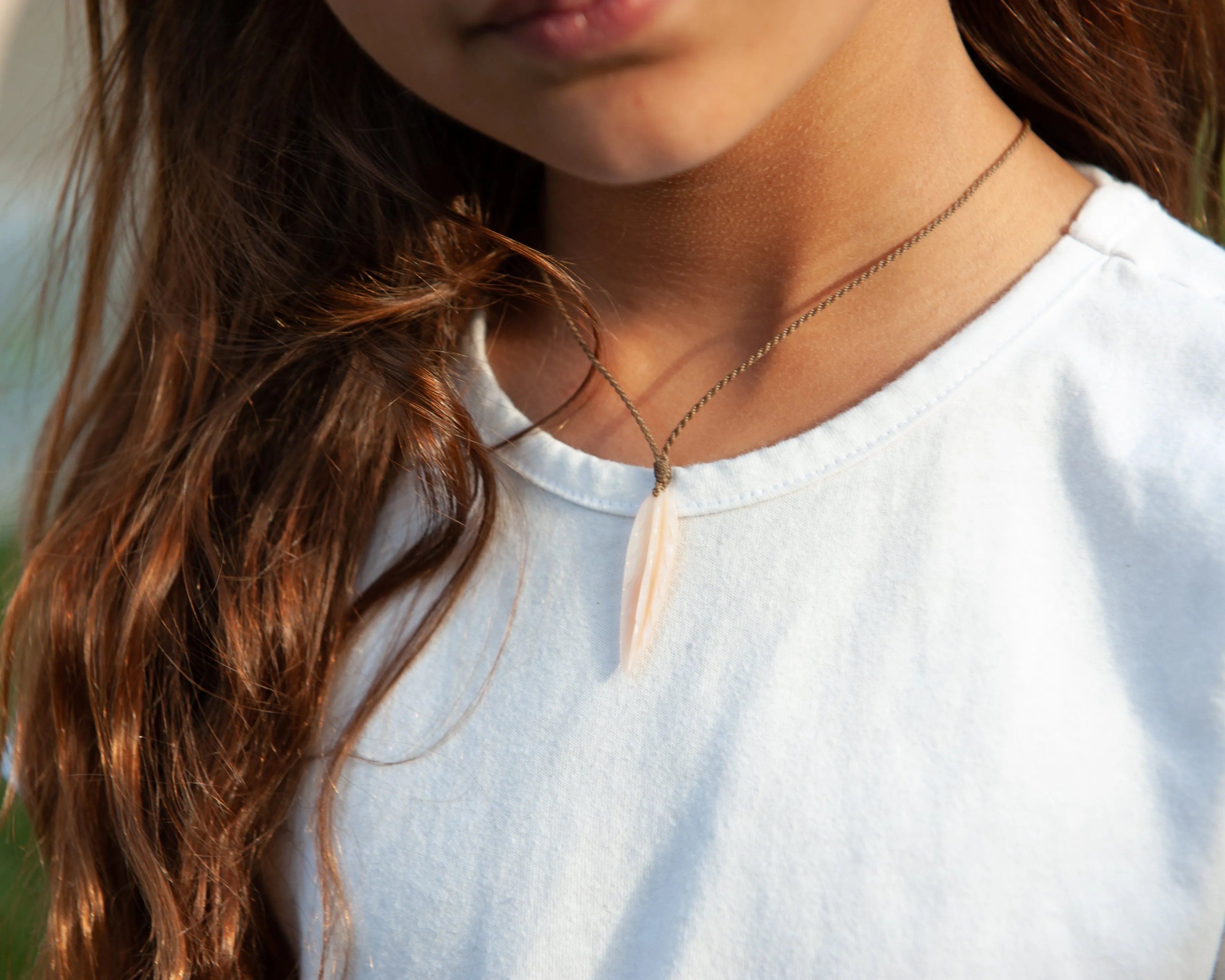 Mother of Pearl Feather Necklace