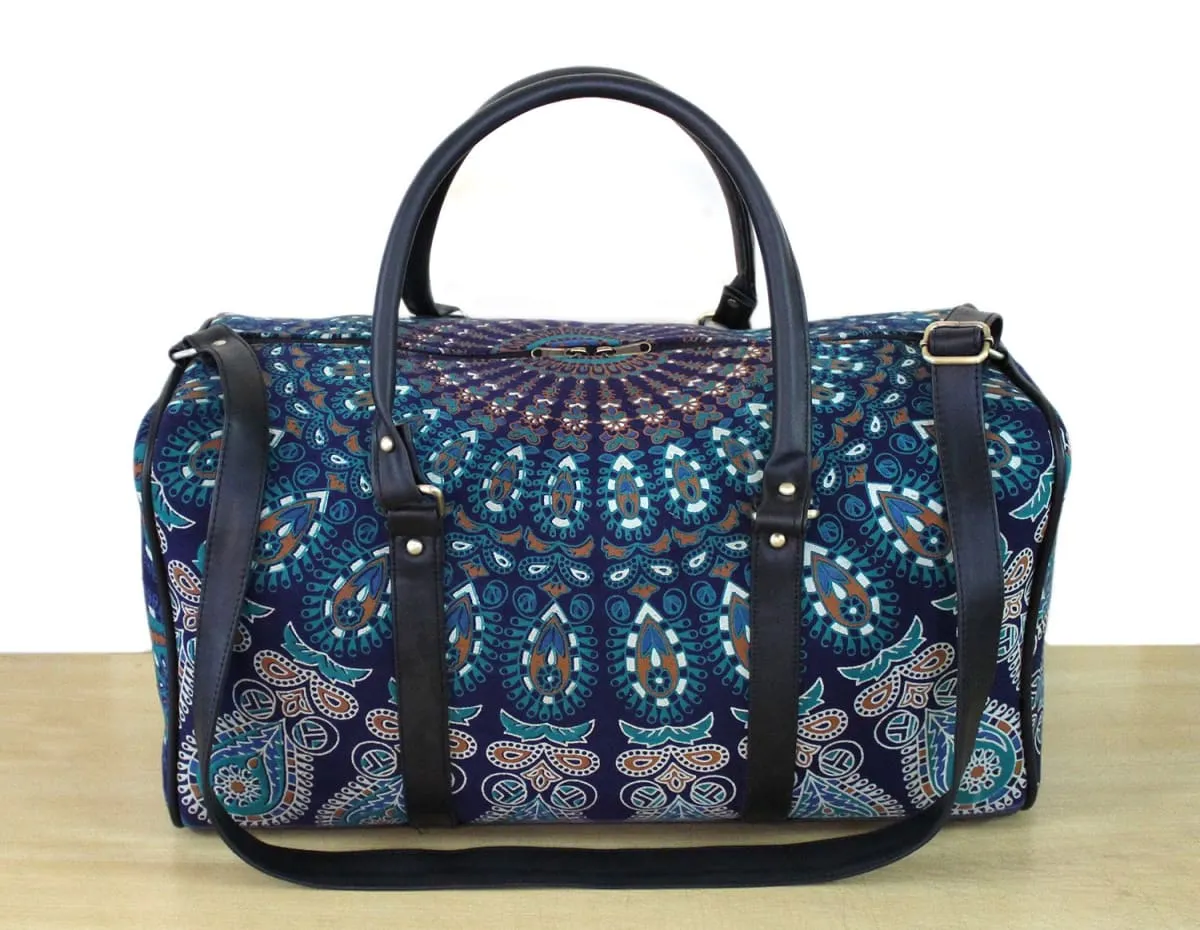 New Handmade Duffle Sports Gym Bag Unisex Man Aad Woman Travel Bags Cotton Fabric Mandala Handbags Throw