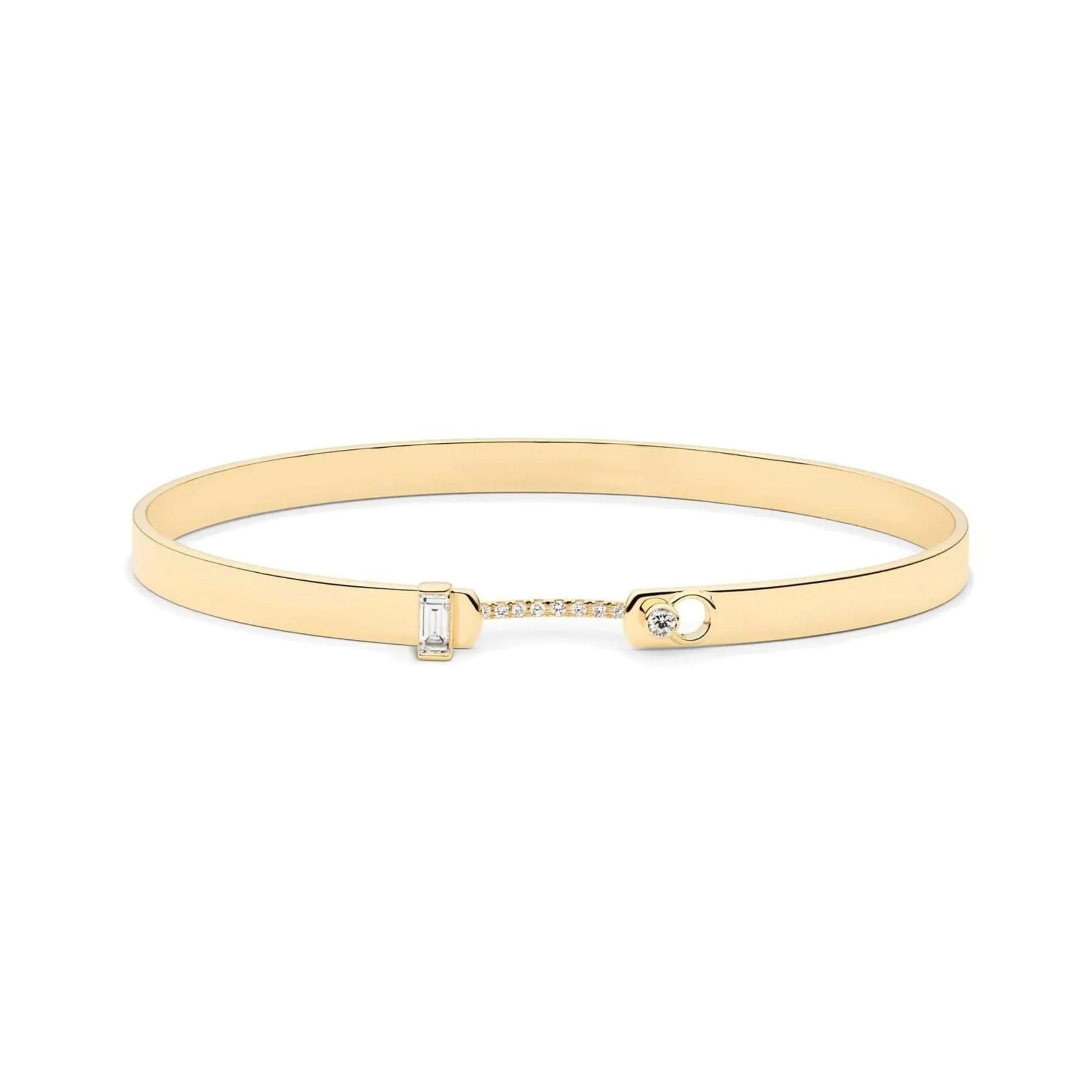 NOUVEL HERITAGE 18K YELLOW GOLD 4MM DINNER DATE MOOD BANGLE BRACELET 0.21CTW