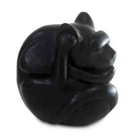 Novica Black Yogi Cat Wood Sculpture