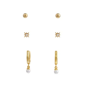 Pearl Drop Hoop & Starburst Stud Earring Pack