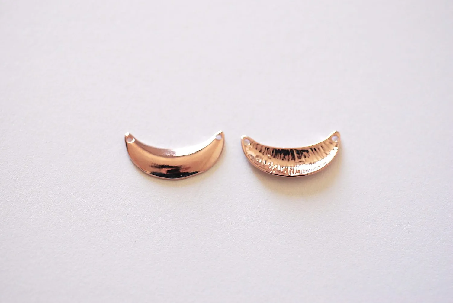 Pink Rose Wholesale Gold Crescent Moon Connector- Vermeil Rose Gold Half Moon Charm, Moon Connector Spacer, Half Circle Connector, Curved Bar, 330