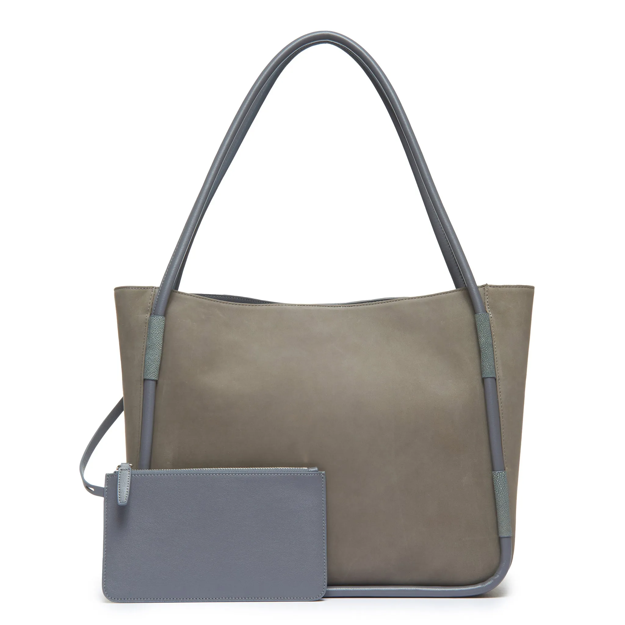 QUINN, Nubuck Tote With Shagreen Details