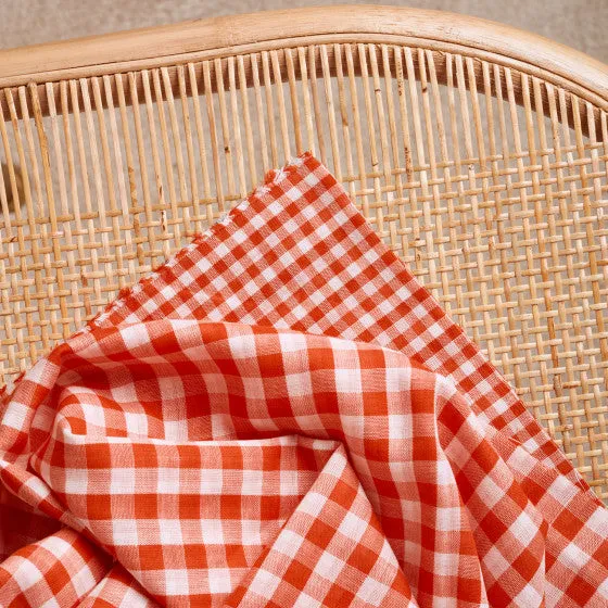 Reversible Cotton Gingham Double Gauze in Tomato