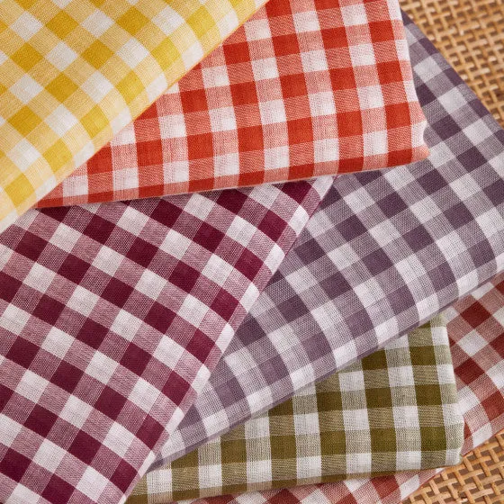 Reversible Cotton Gingham Double Gauze in Tomato