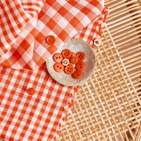 Reversible Cotton Gingham Double Gauze in Tomato